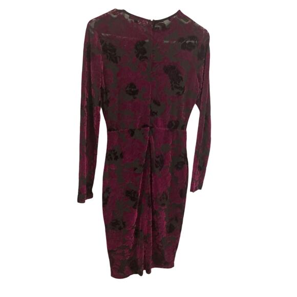 Fashion Nova Womens Velvet Burnout Dress Size Small Burgundy Whimsigoth HOCO - Picture 4 of 11